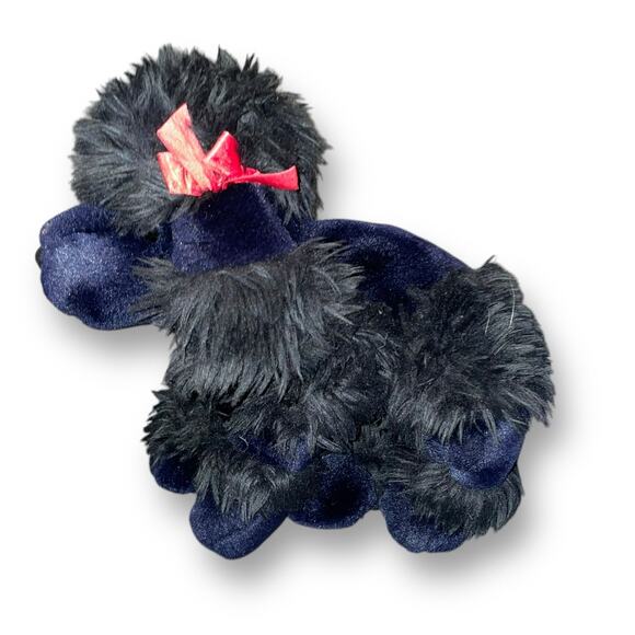 FAO Schwarz Plush Poodle Puppy Dog Stuffed Animal Red Bow Nursery Realistic 11" - Picture 2 of 10